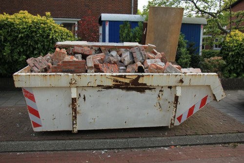 Forklift and crew preparing a commercial waste collection